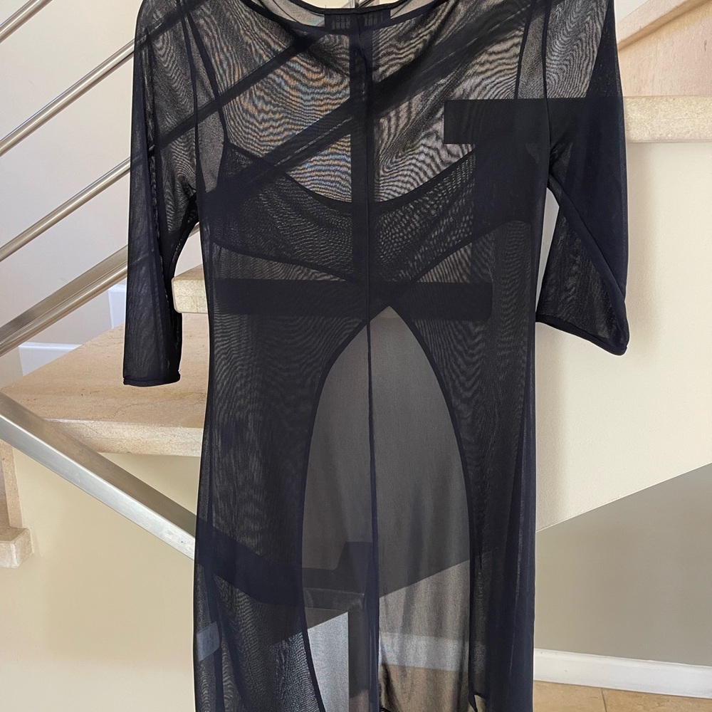 Vintage Elegant Black Sheer Swim Cover-Up/Top - Picture 11 of 12
